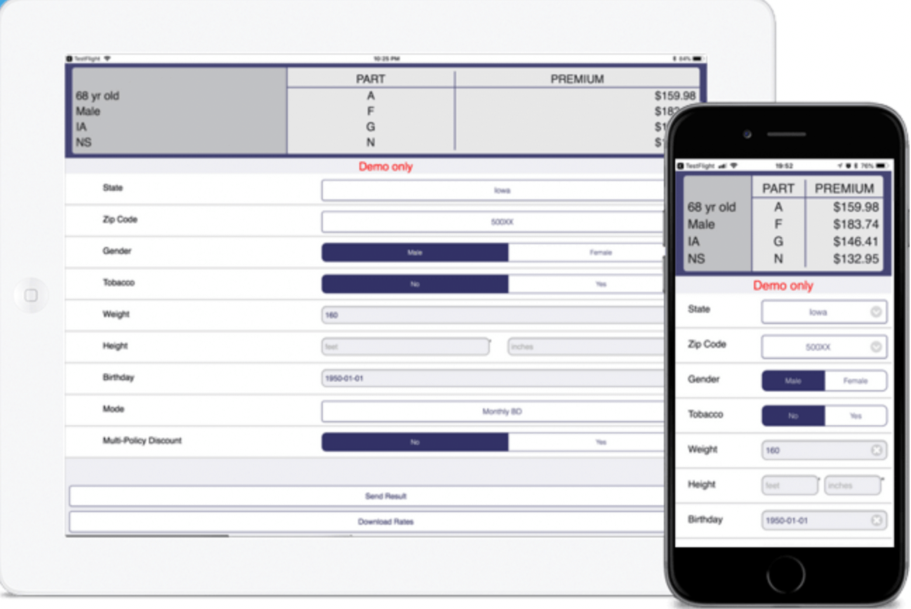 MedSup Quoting App on iPhone and iPad